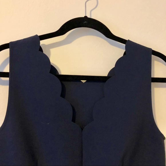 J. Crew Scalloped Trim Navy Dress - Picture 6 of 8